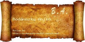 Bodánszky Anikó névjegykártya